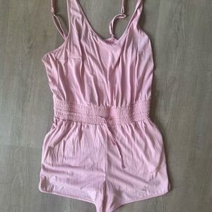 Stylish Pink Romper with Cinched Waist